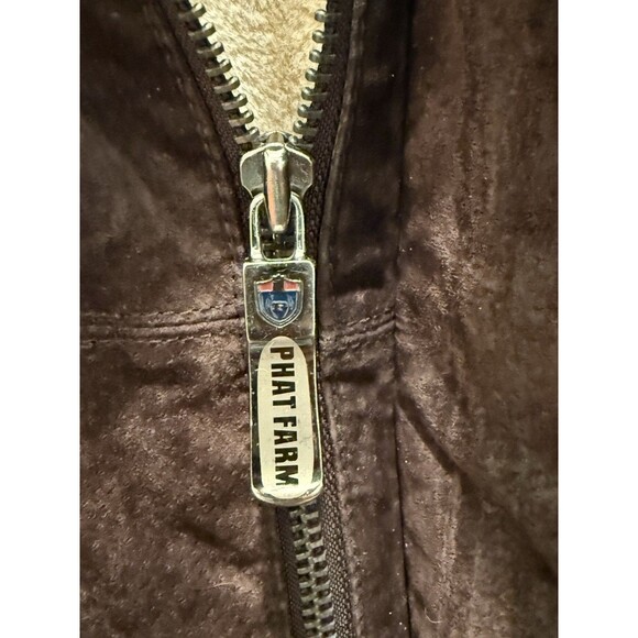 Phat Farm Men's Leather Heavy Shearling Jacket/Coat Men's XL Fur Lining Pockets - Picture 9 of 15